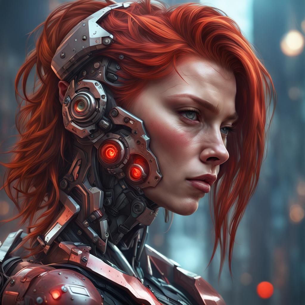 Cyberpunk Cyborg Fighting Robot in Hyperrealistic Detail