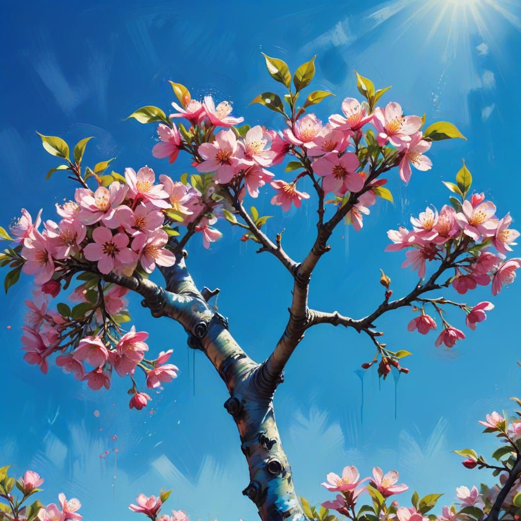 Vibrant Street Art Apple Blossom Close-Up