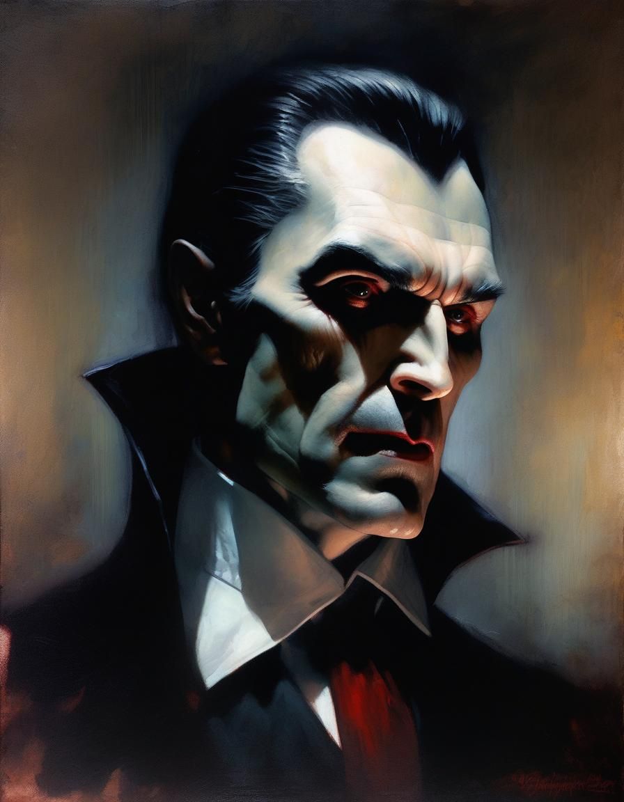 Count Dracula Portrait in Dark Horror Style