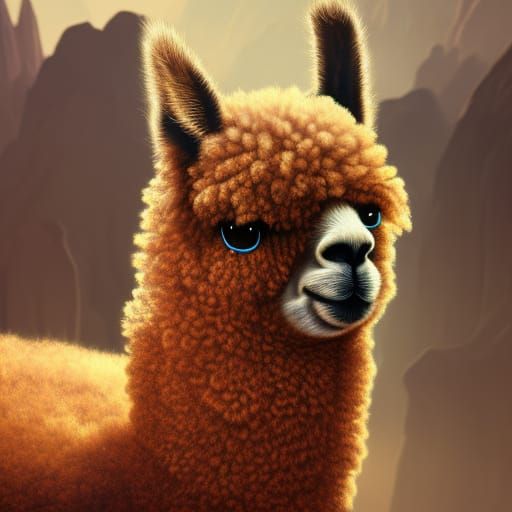 Fantastical Alpaca in Detailed Matte Painting
