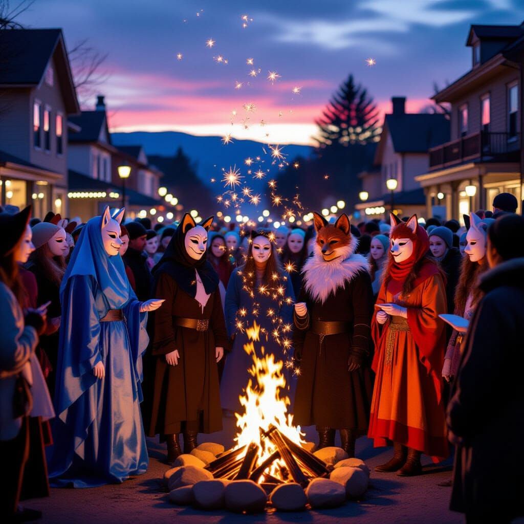 Festival of Borrowed Names with Glowing Masks