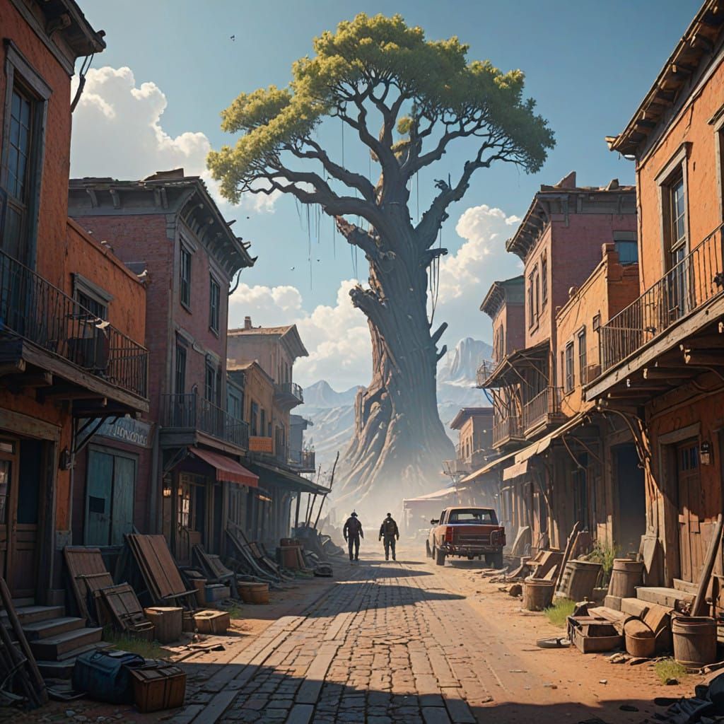 Western Showdown: Two Rugged Cowboys Face Off in a Dusty Tow...