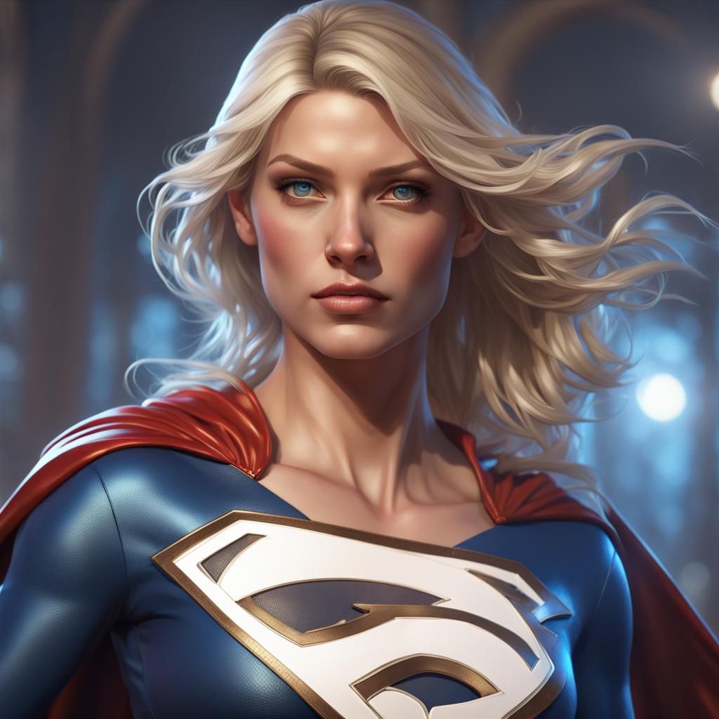 Hyperdetailed Portrait of Supergirl in Dynamic Lighting