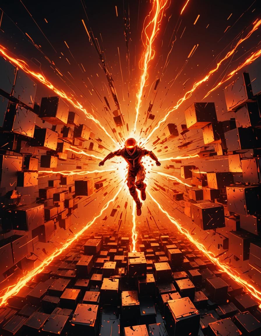 Chaotic Glitch Art: Humanoid in Cyberspace Wasteland