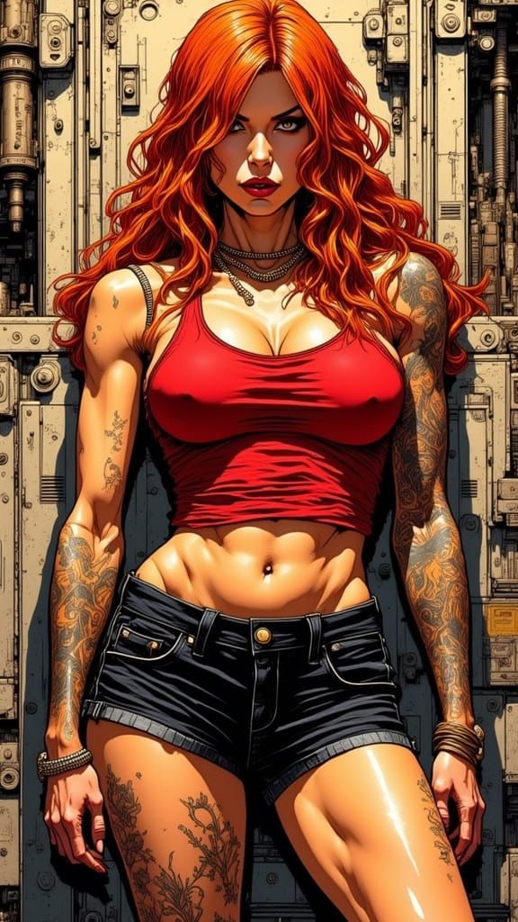 Italian Woman in Frazetta Style with Copper Hair