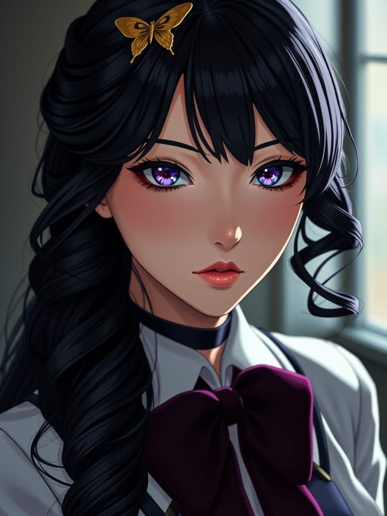 Elegant Portrait of Tsubasa Kanzaki in Art Nouveau Style