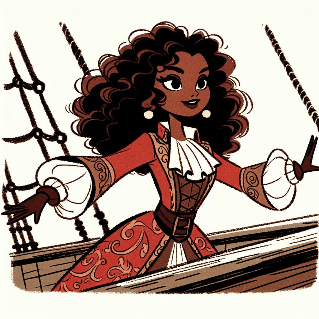 Vintage Animation of Haitian Pirate Princess