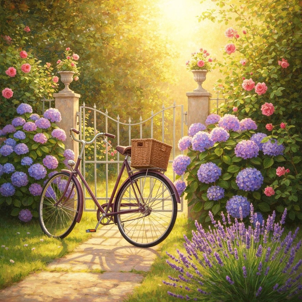 Idyllic Garden Scene in Impressionist Style