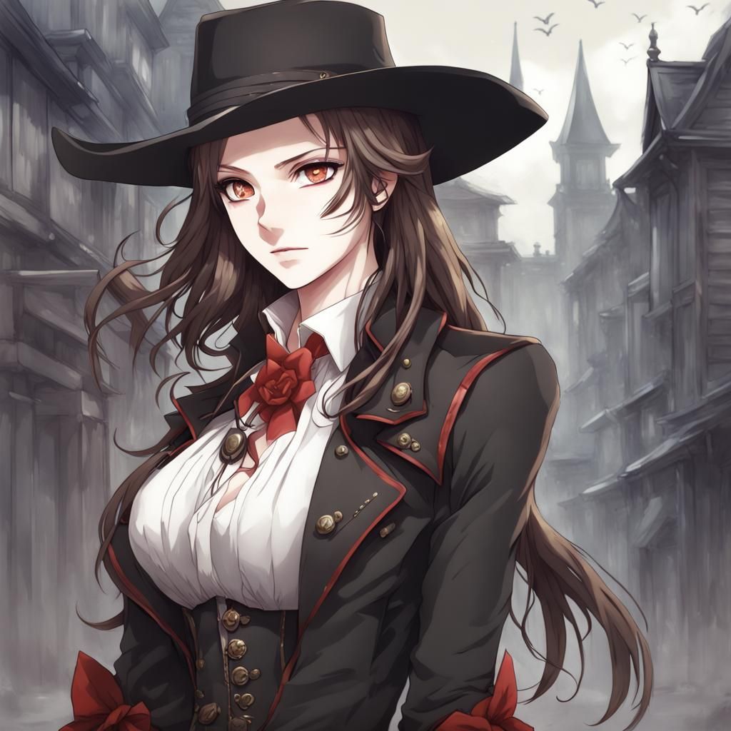 Anime Portrait of Vampire Gunslinger Woman