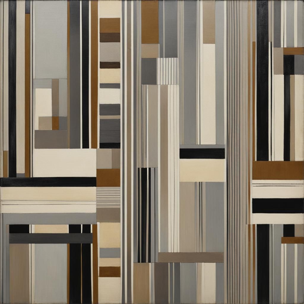 Geometric Shapes in Soft Tones, Oil Painting Style