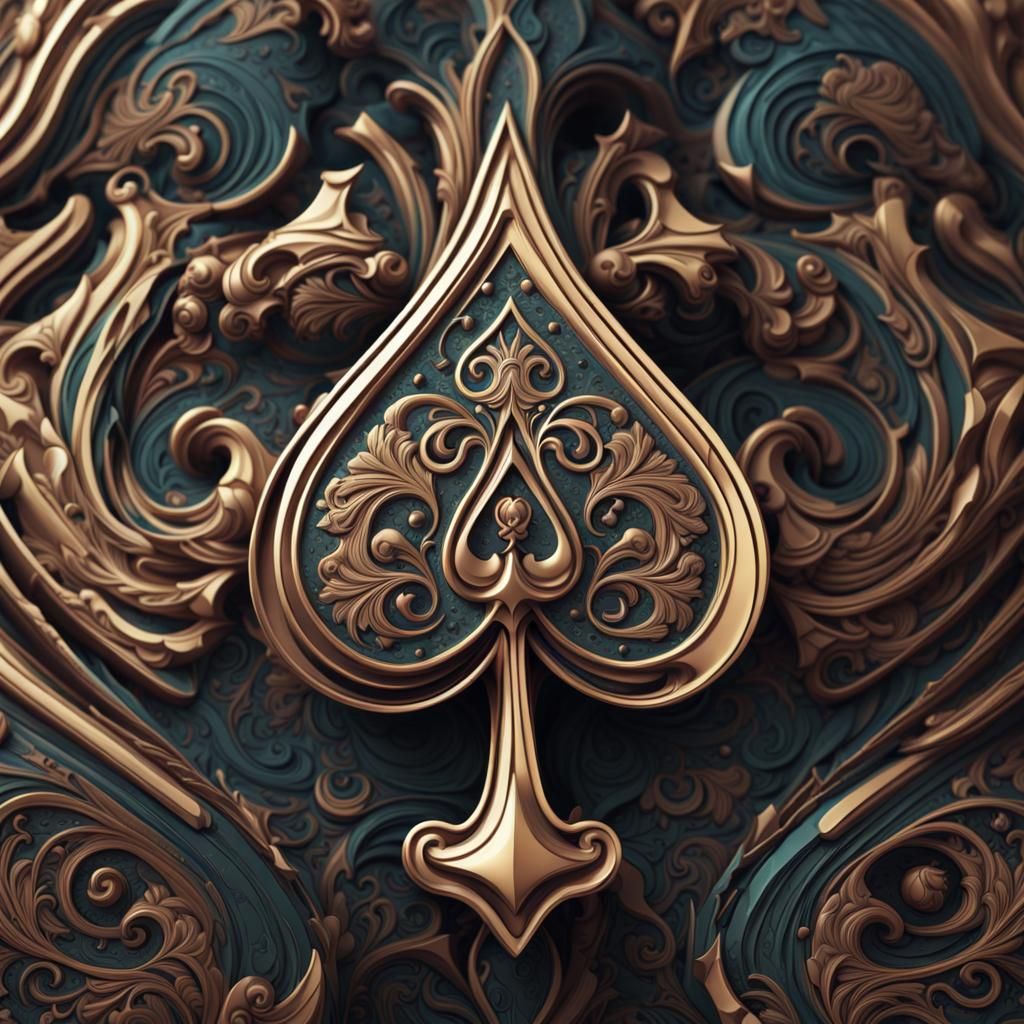 Ace of Spades: Abstract 3D Vintage Digital Art
