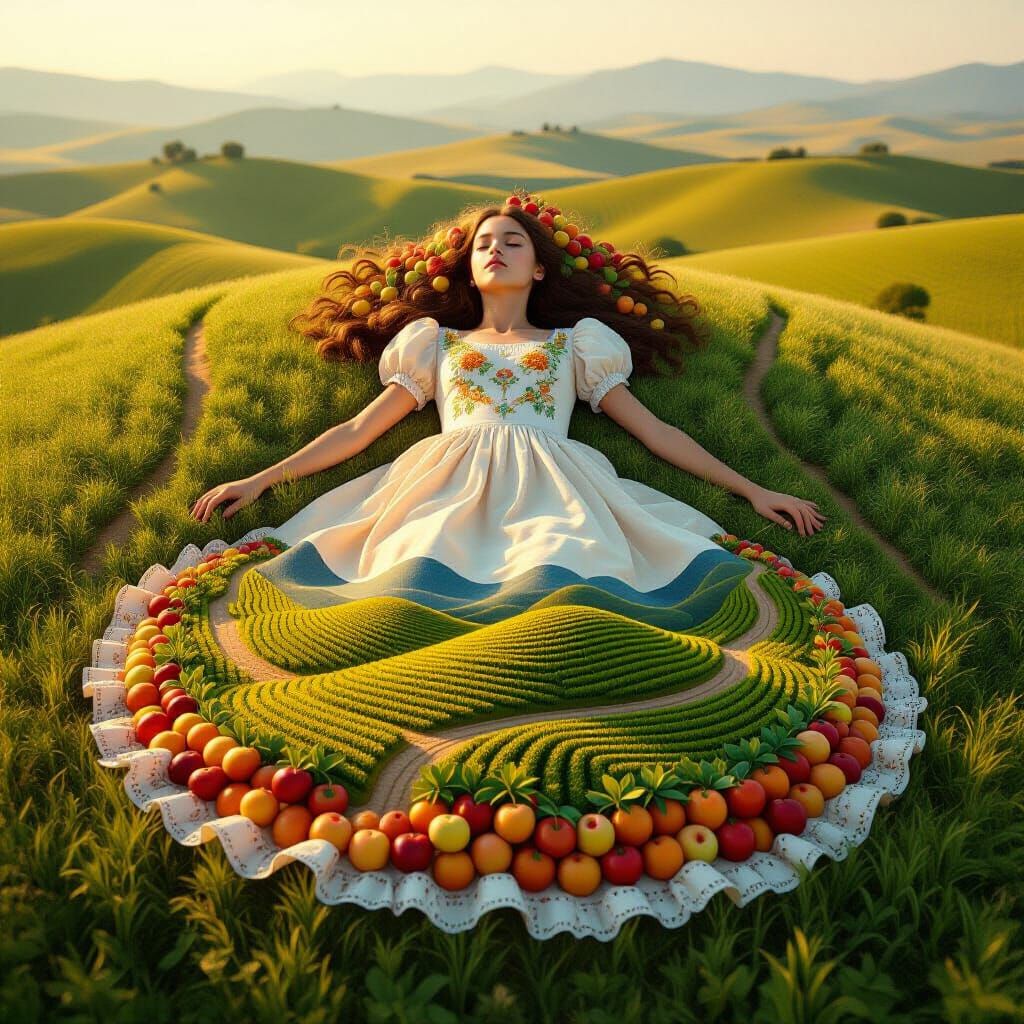 Surreal Landscape Dress: Dawn's Embrace