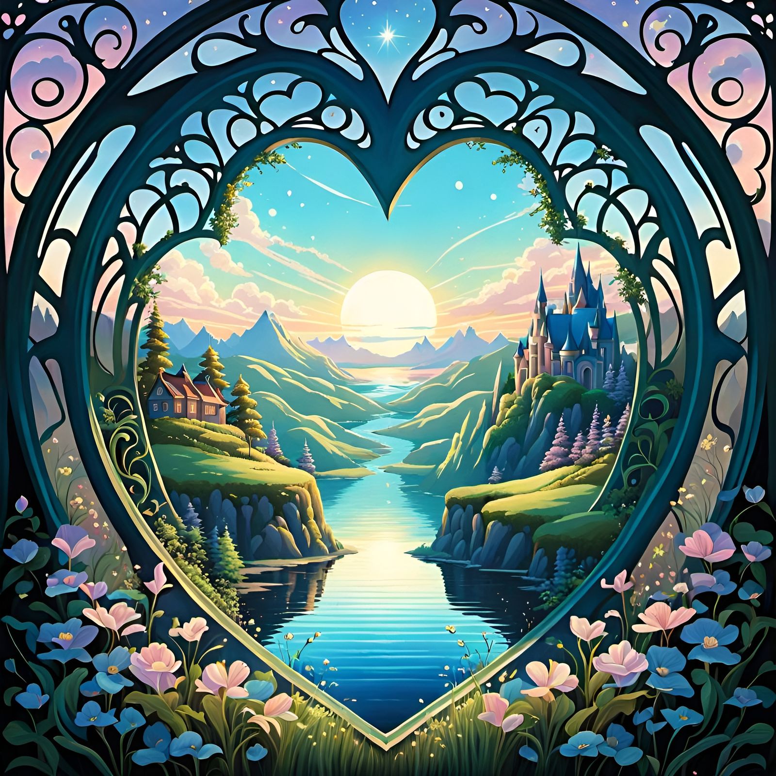 Anime Heart Portal to Enchanted Landscape