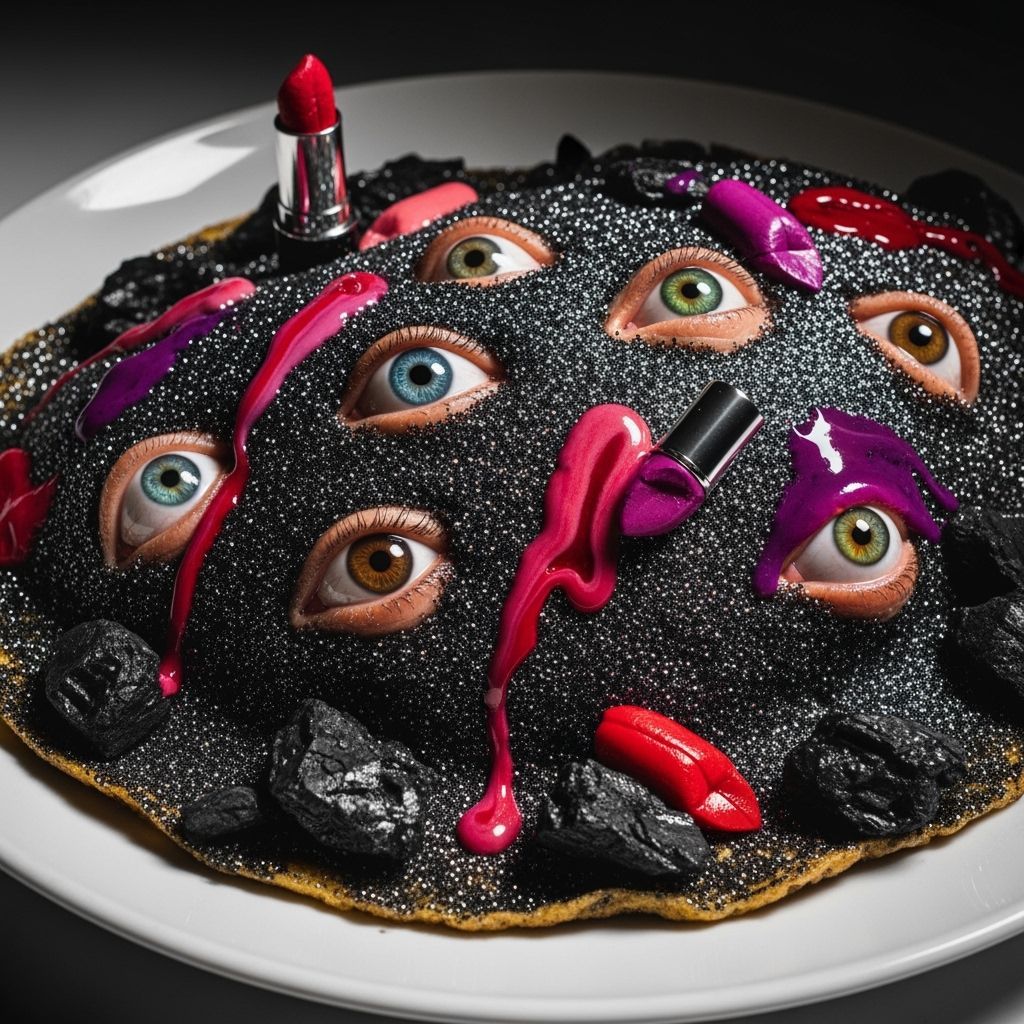 Surreal Omelette of Glitter, Coal and Eyes