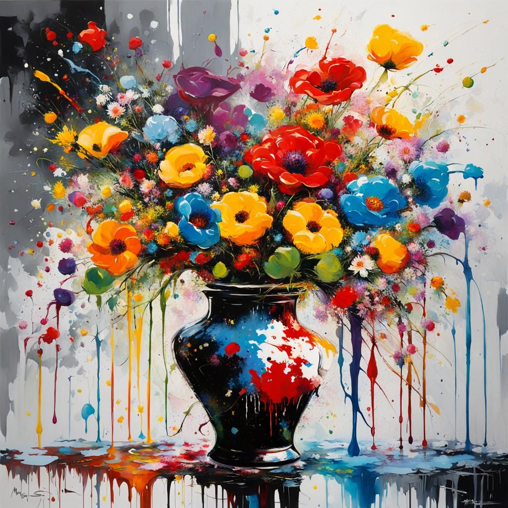 Abstract Bouquet of Flowers as Splash Art