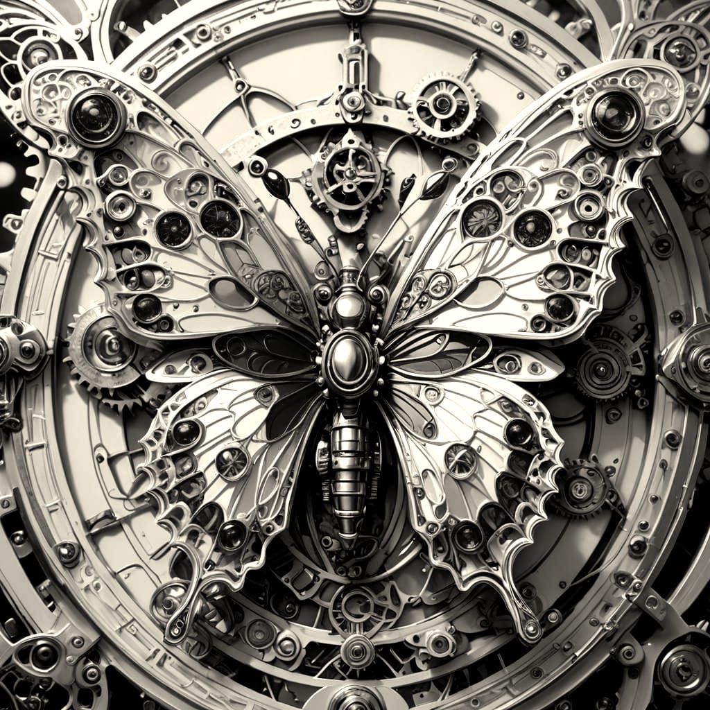 Steampunk Biomechanical Butterfly in Edwardian Style