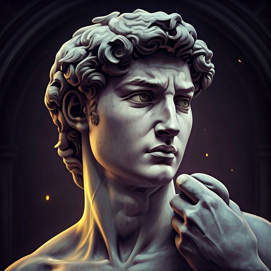 Classical Marble Statue in Dark Fantasy Setting