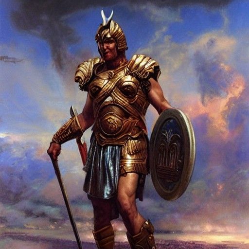 Ares, God of War, in Oil Painting Style