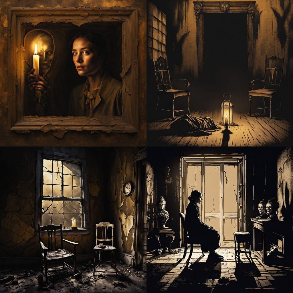 Haunted Room with Candlelight and Ritual Masks