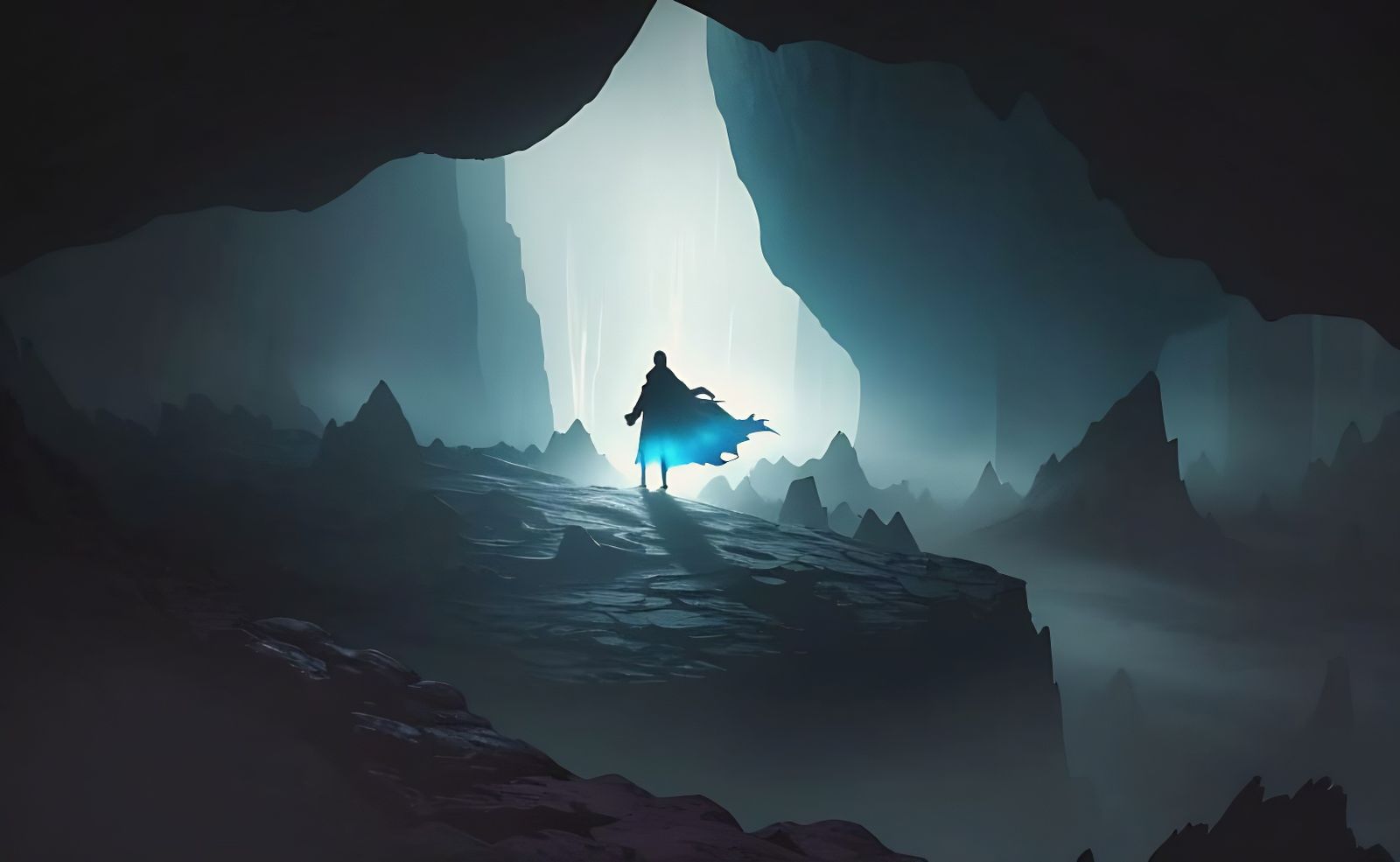 A Mysterious Figure Emerges from Darkness into a Radiant Voi...