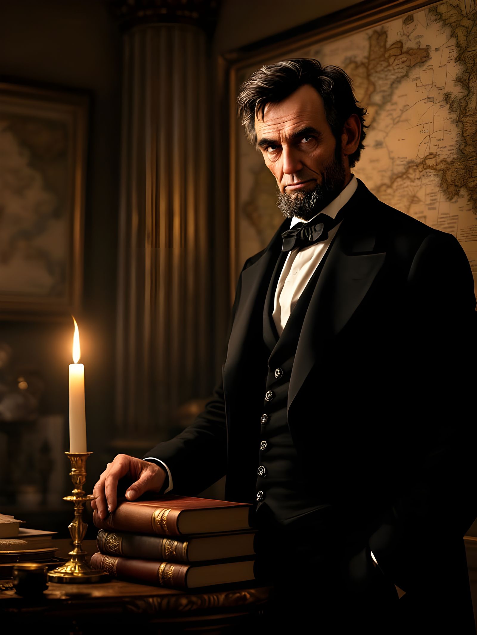 Historic Abraham Lincoln in 19th Century Attire, Standing Am...