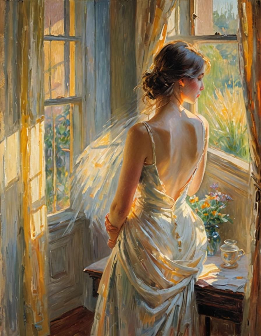 Woman in Morning Light: An Impressionist Painting