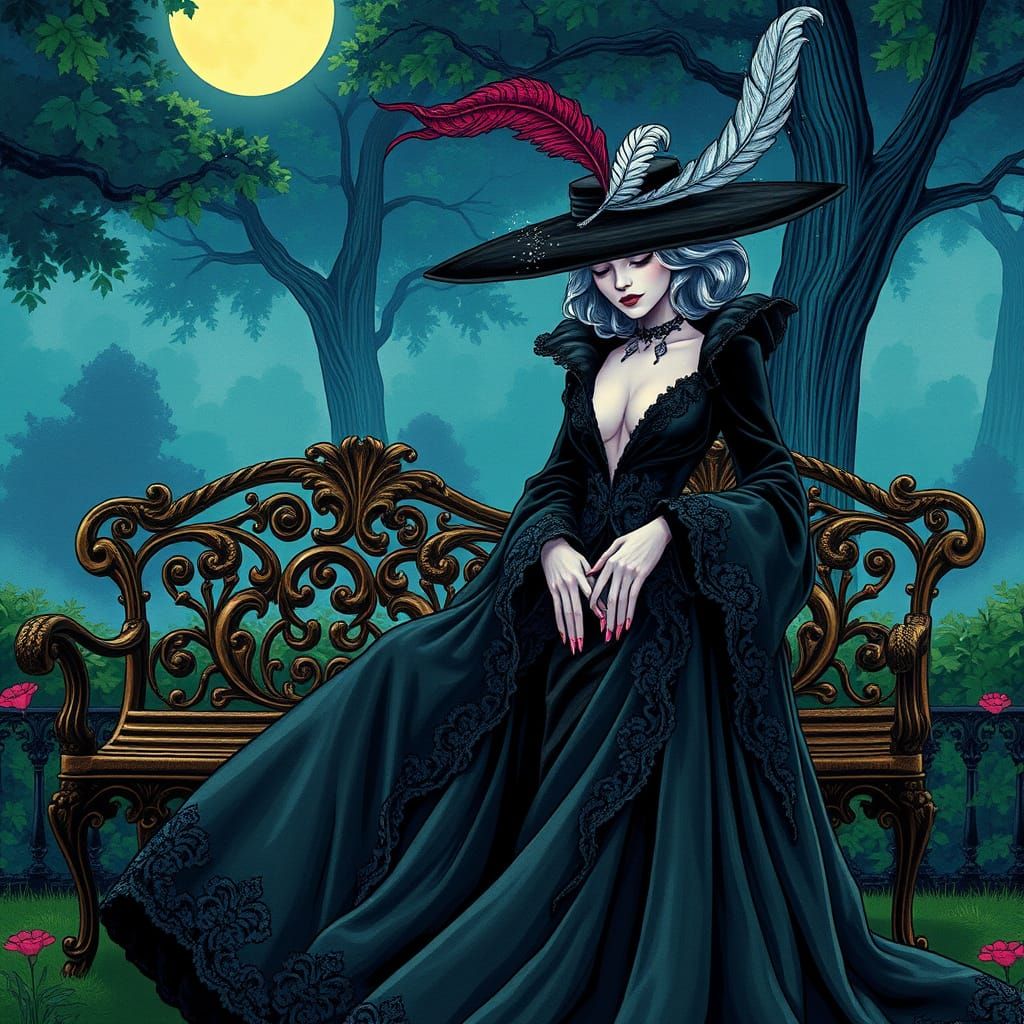 Mystical Vampire in Velvet Evening Attire