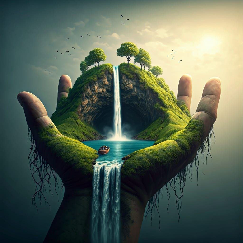 Surreal Giant Hand Emerges From Earth