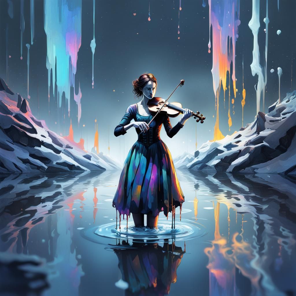 Ethereal Fiddle Player in Dramatic Digital Art