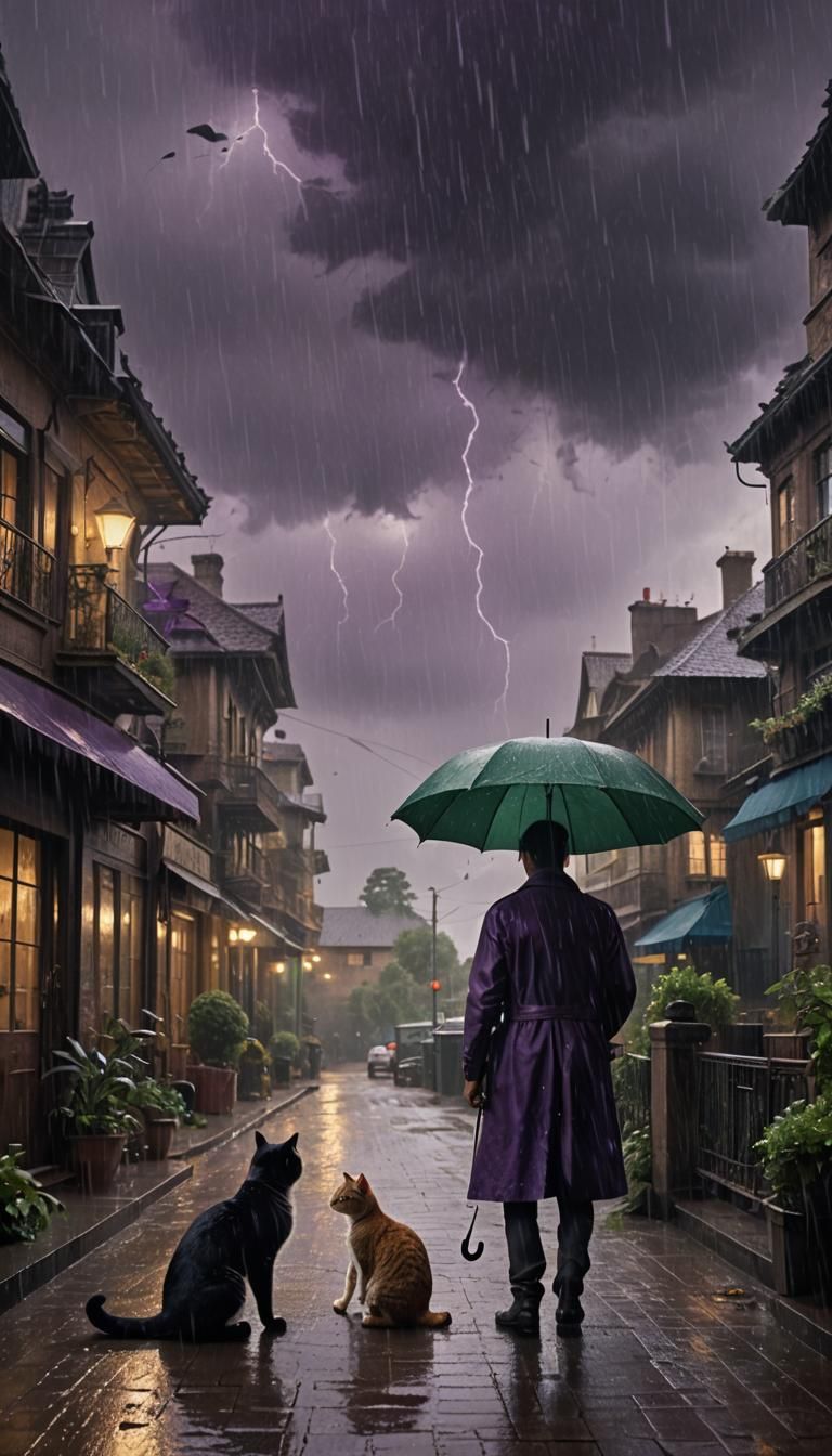 Rainy Cityscape Dark Fantasy Matte Painting