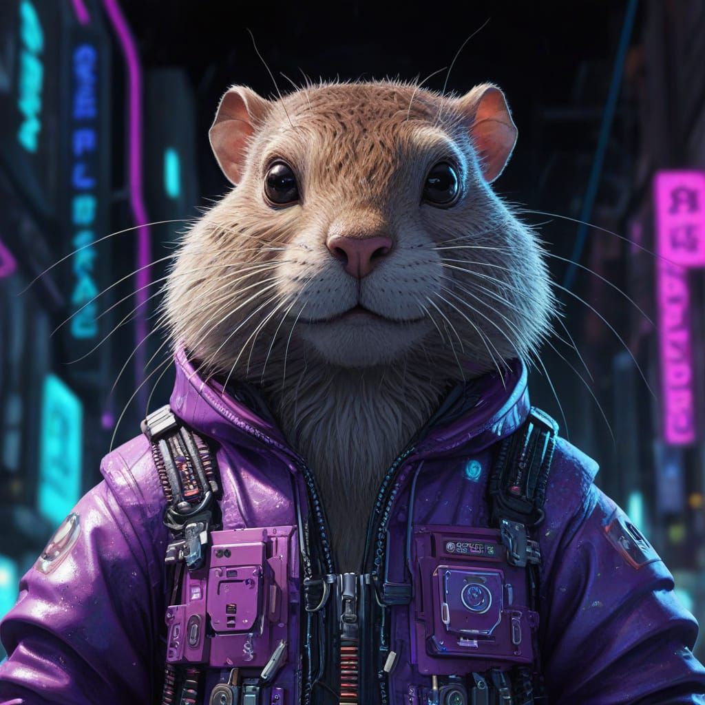 Cyberpunk Muskrat Defies Digital Chains in Grok AI's Realm