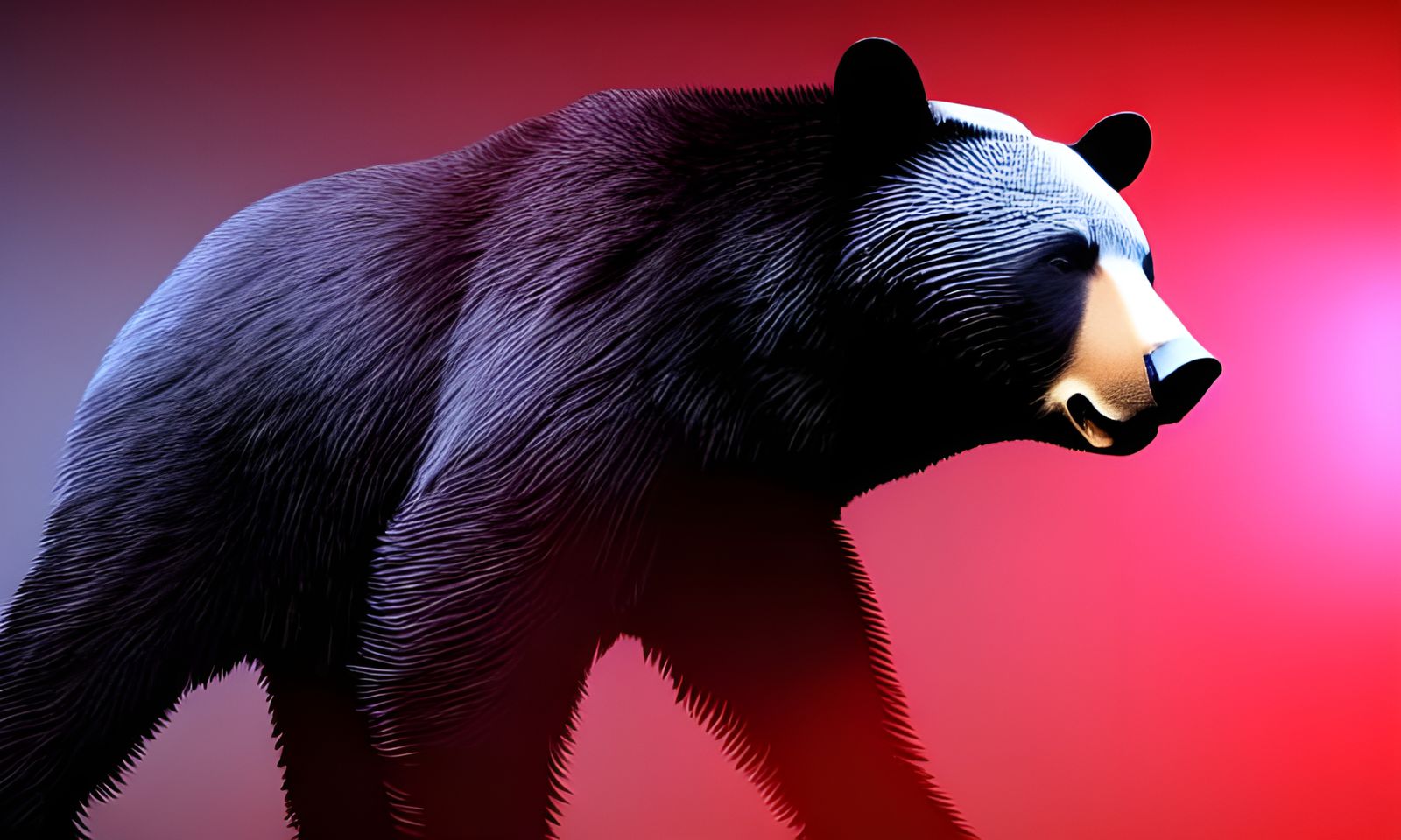 Monochrome Black Bear Concept Art in Red Tones
