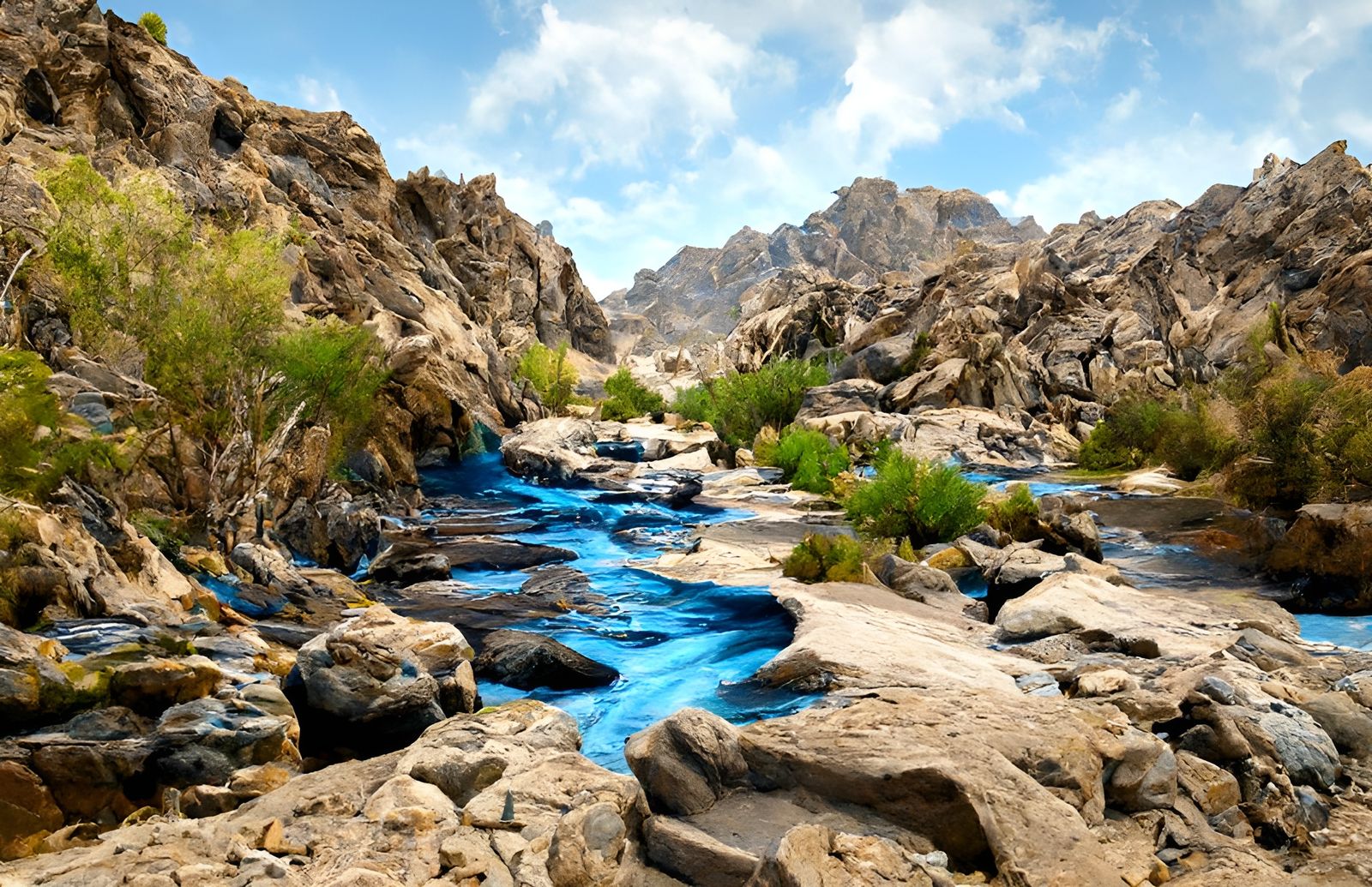 Mojave Canyon River in Radiant Desert Landscape
