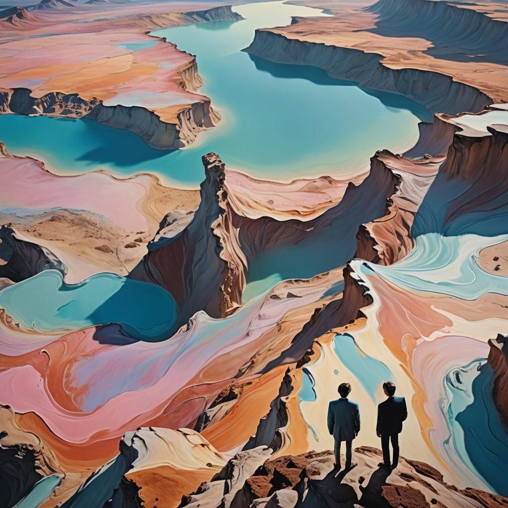 Surreal Cliffside Landscape in Dreamlike Colors