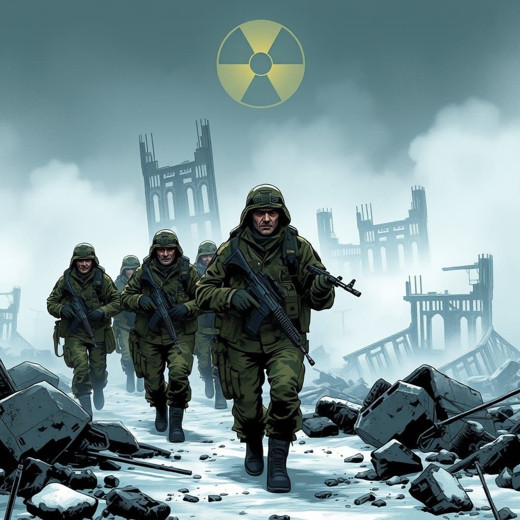 Grim Special Ops Team in Nuclear Winter Ruins