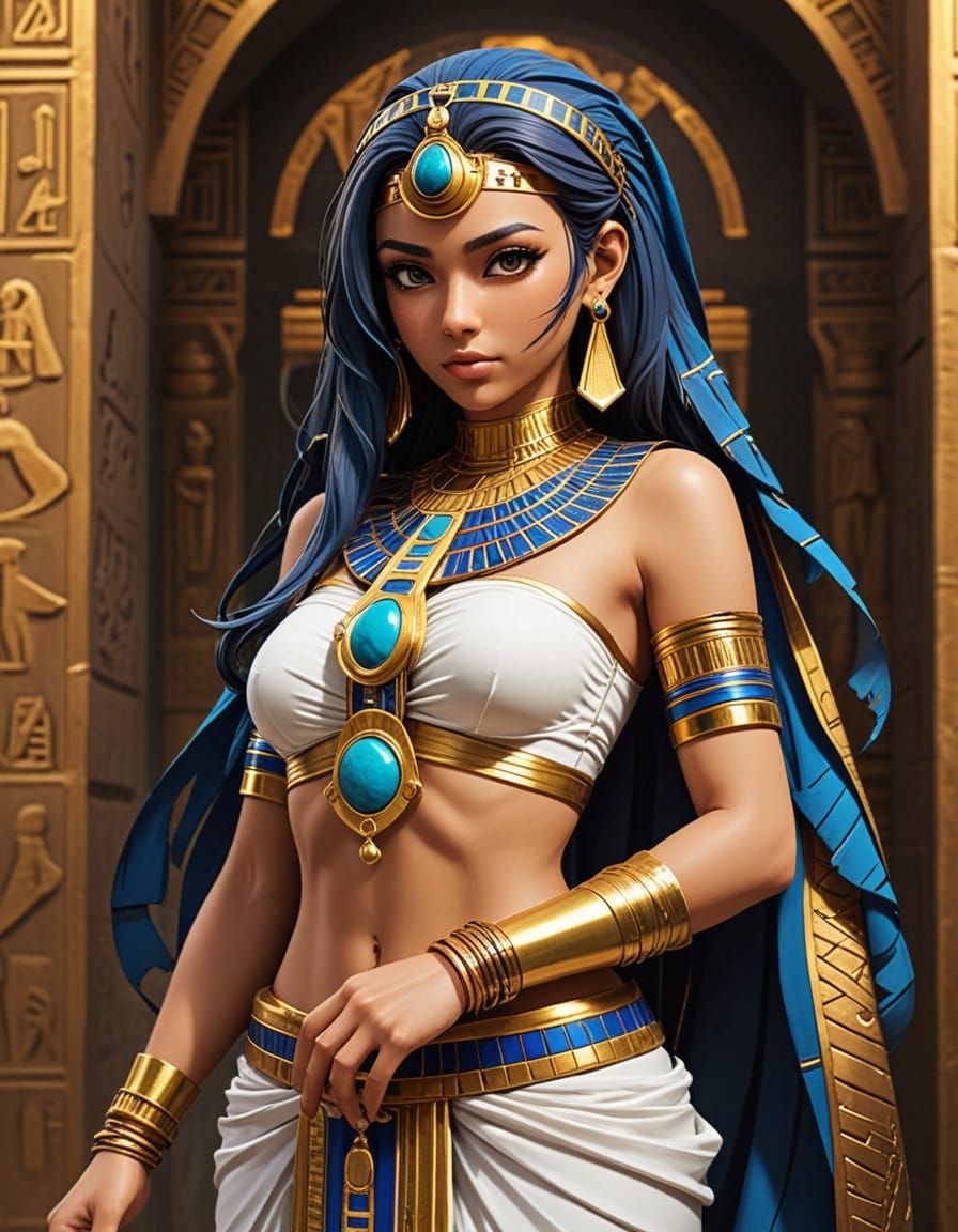 Egyptian-themed  anime character best quality, highres, masterpiece, hyper-anime,