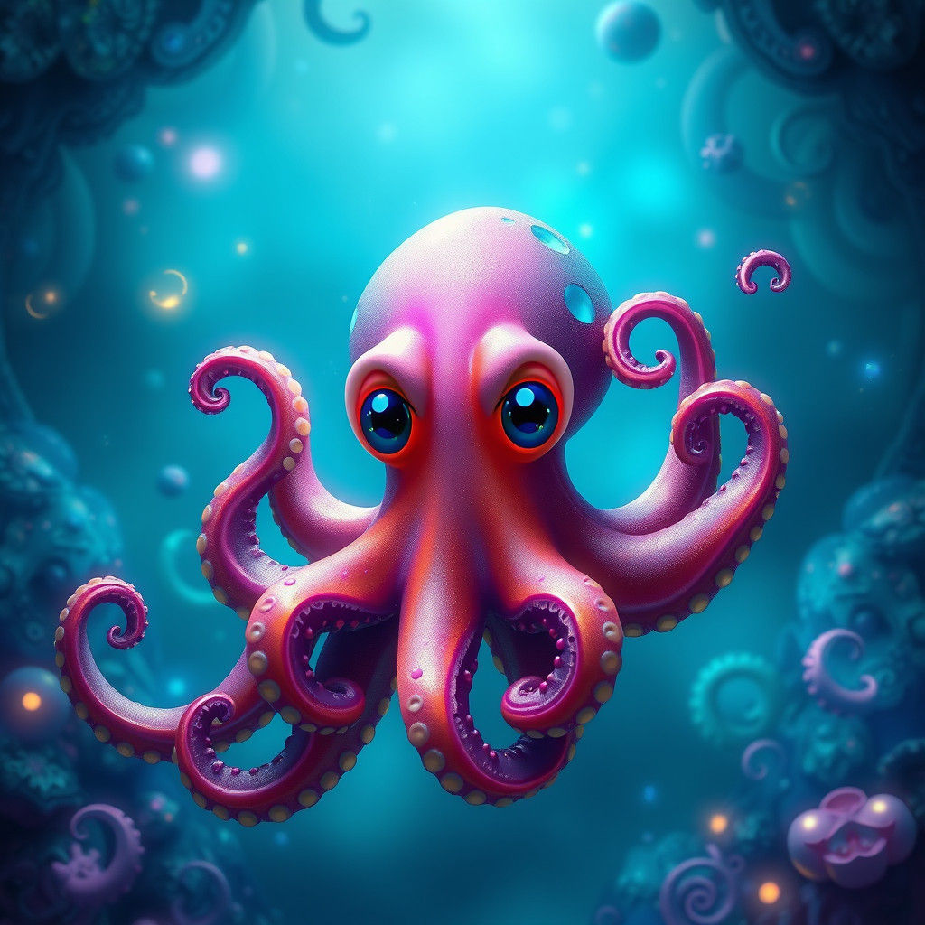 Mystical Octopus in Dreamlike Environment as Matte Painting