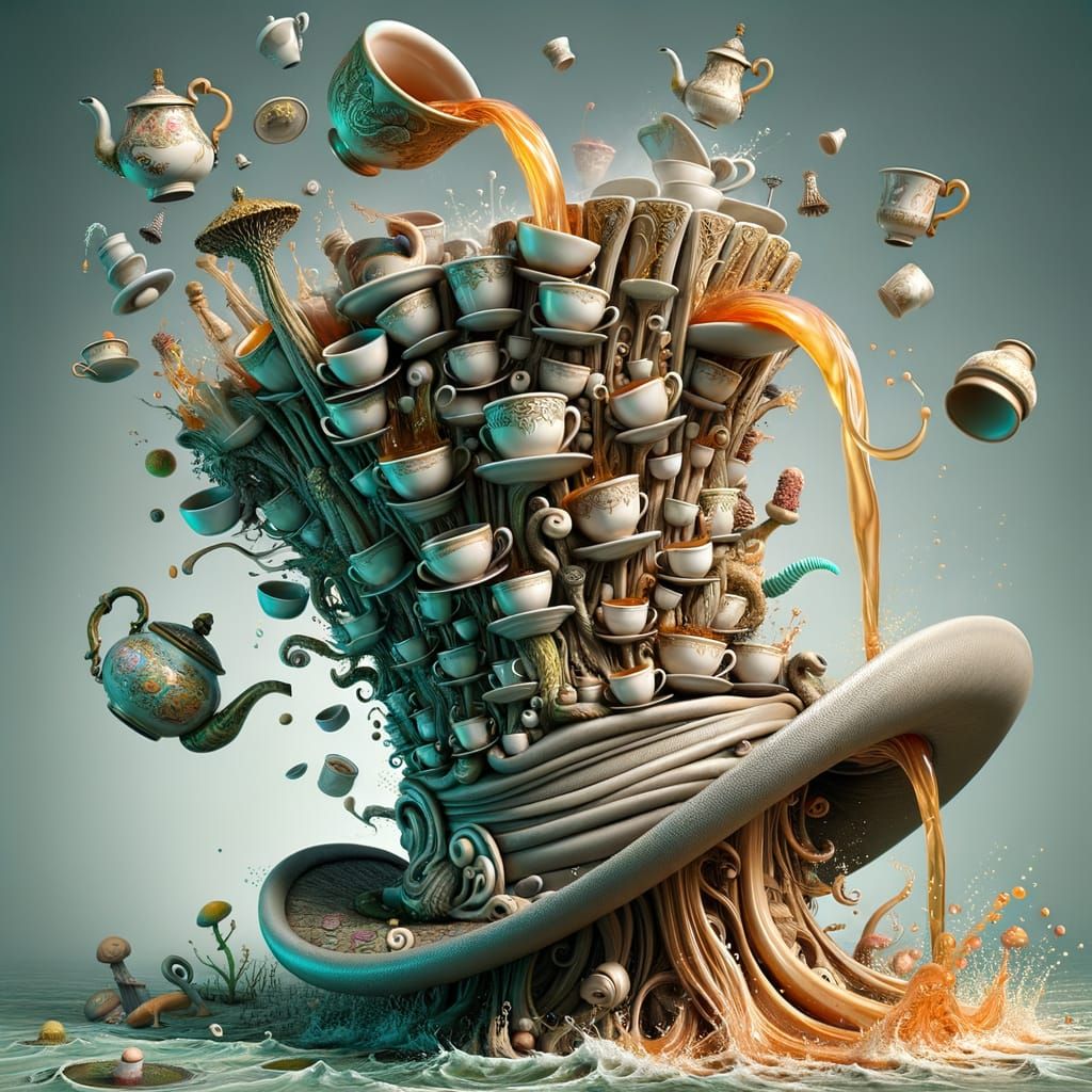 Wonderland Top Hat Composed of Teacups