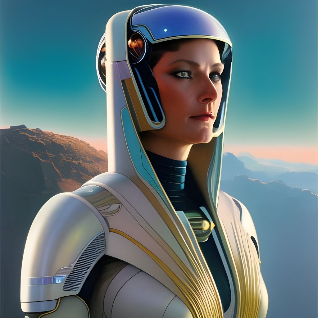 Futuristic Space Woman Portrait in Cyberpunk Style