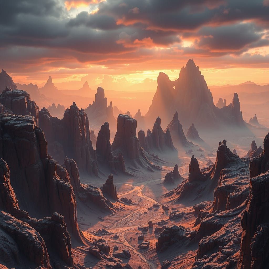 Epic Dystopian Landscape in Hyper-Realistic Style