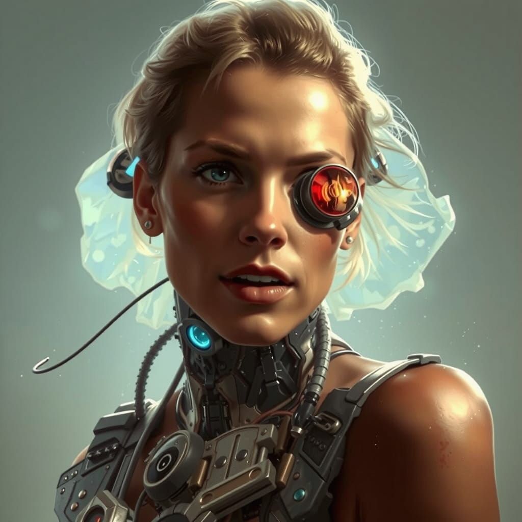 Detailed Cyborg Woman Portrait in Unreal Engine 5