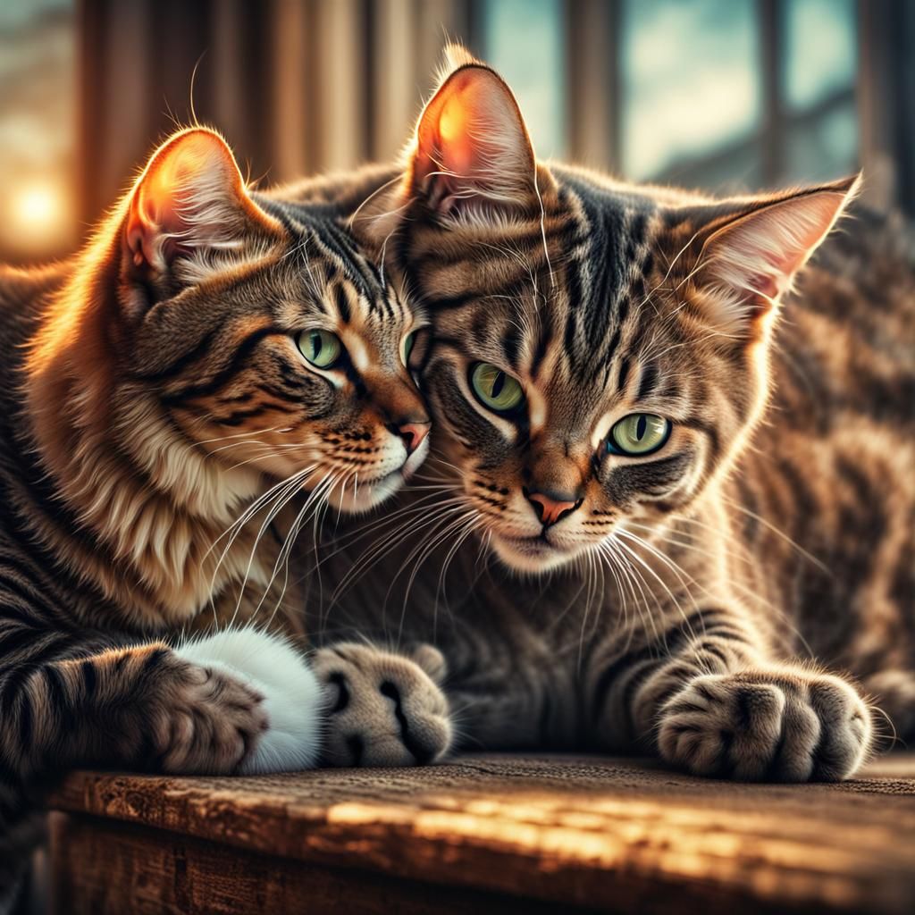 Cats Kissing: Hyperrealistic Feline Affection