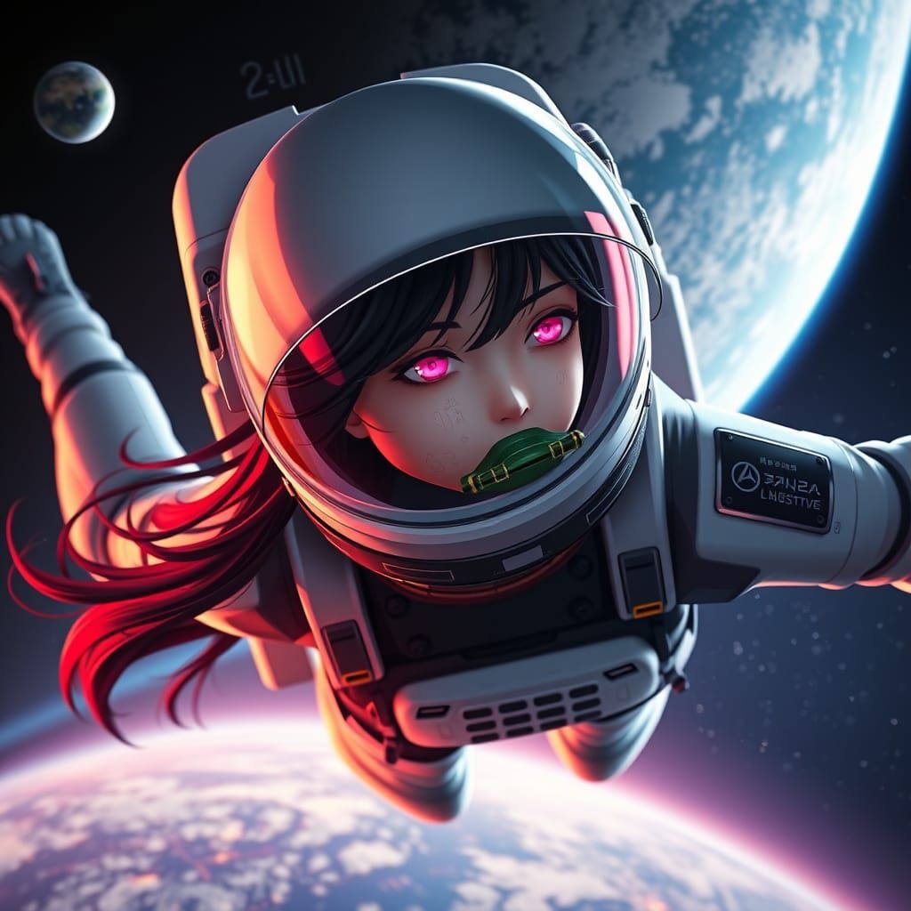 Surreal Astronaut Nezuko Kamado in Deep Space