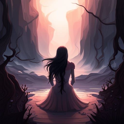 Woman with Black Hair: Dark Fantasy Concept Art