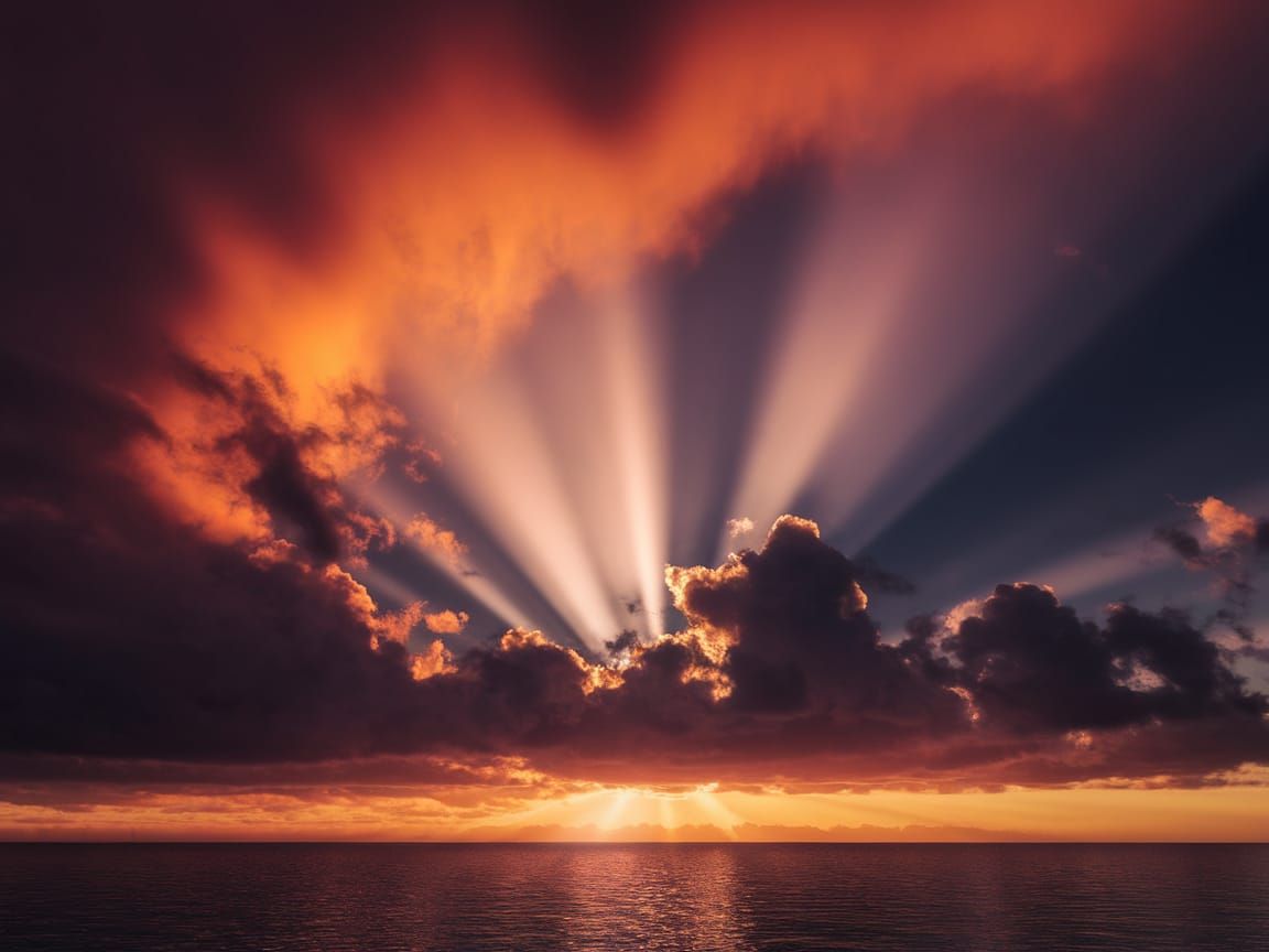 Vibrant Sunset Over Ocean Waves