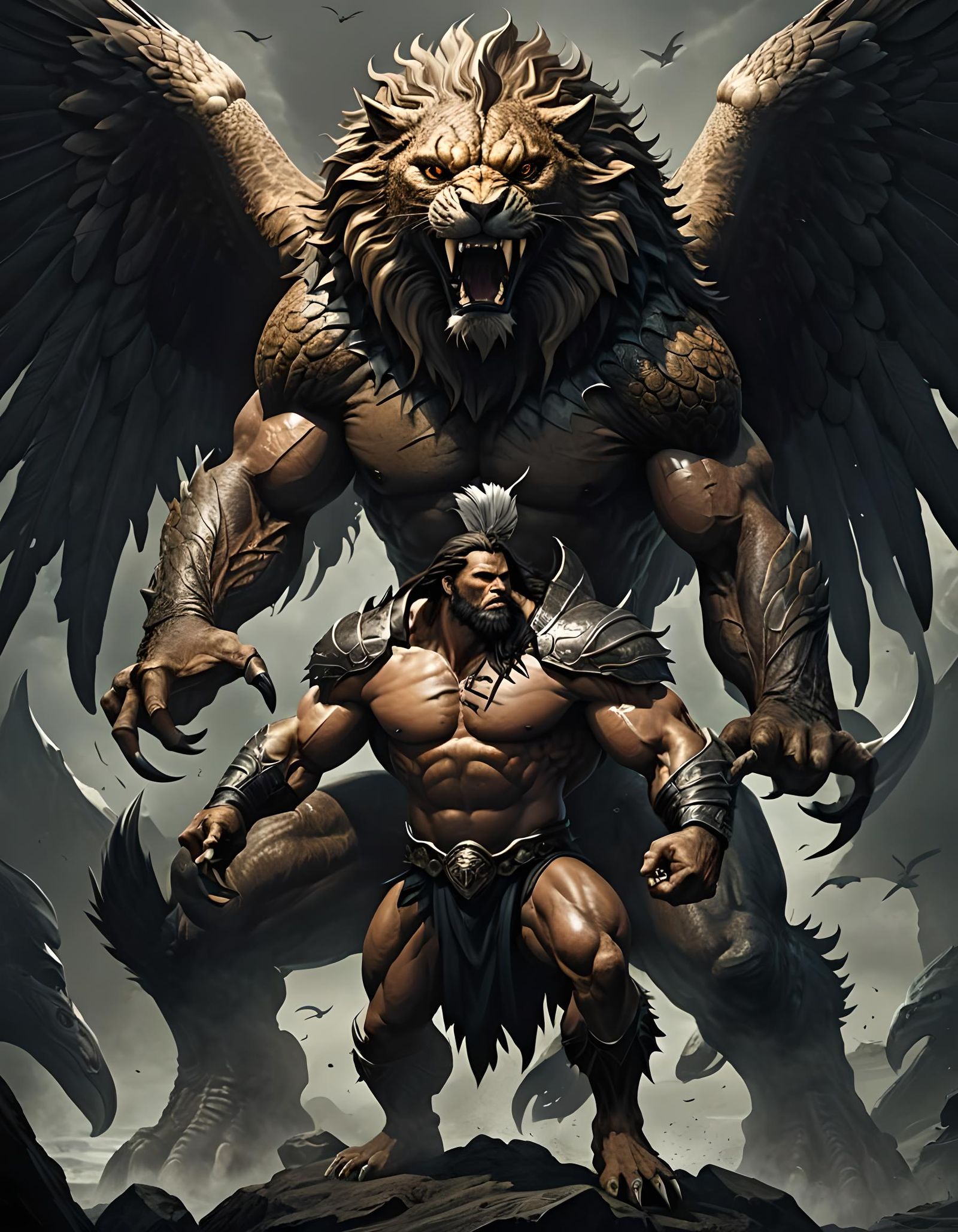 Hybrid Creature with Eagle Wings and Turtle Shell