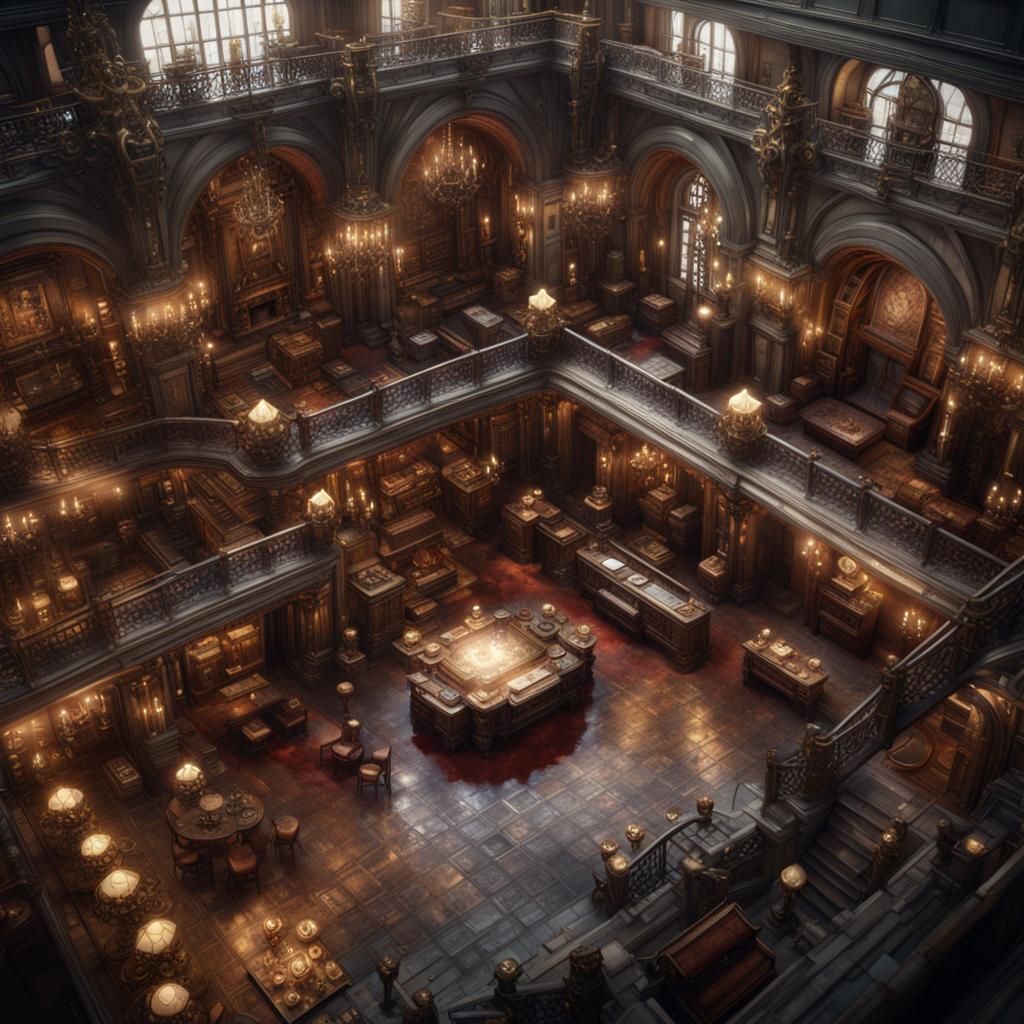 Royal Industrial Castle Salon: Top-Down Fantasy Art