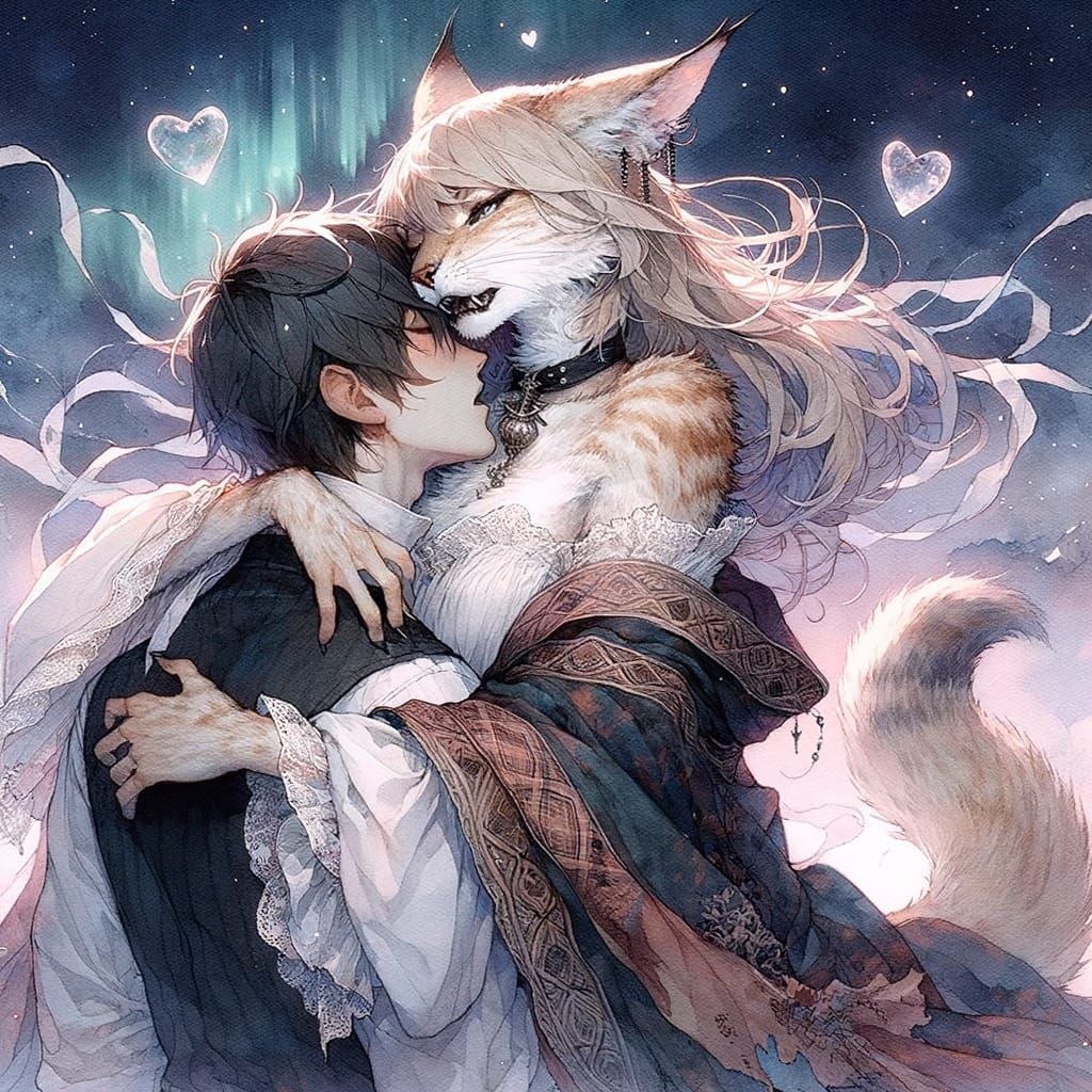 Whispers of Forbidden Love in Soft Watercolour Anime Art