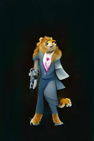 Lion Secret Service Agent in Zootopia Style