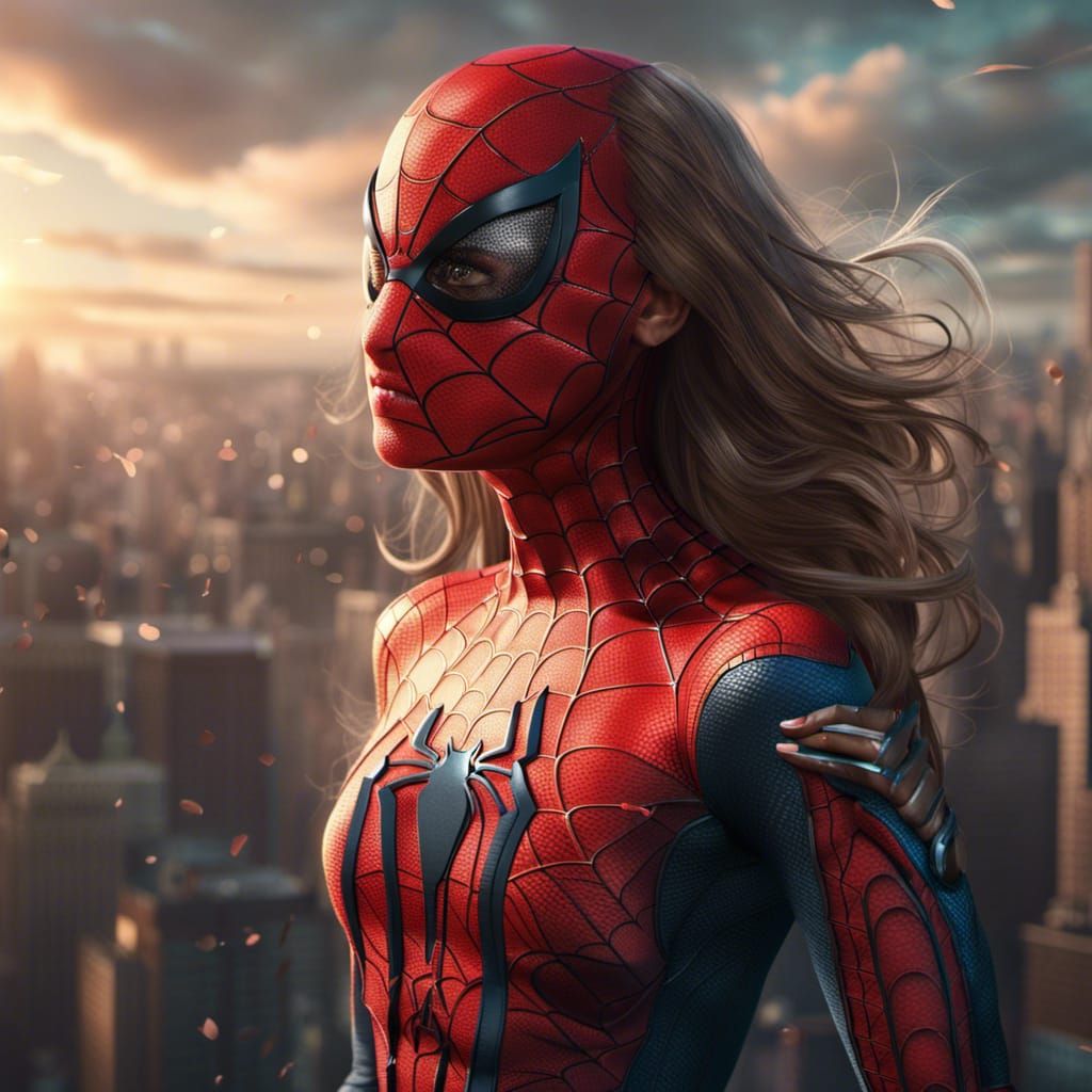 Spider-Powered Girl in Detailed Digital Painting